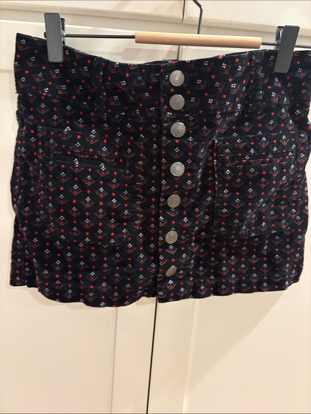 Lee Black Mini Skirt with Red and White Motif